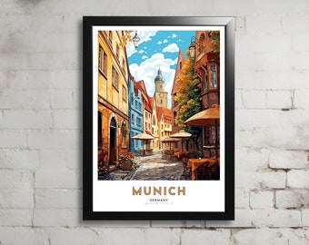 Munich Travel Poster of Germany Art Nouveau Gift for Lovers of Munich Germany Wall Art Decor Digital Printable of Munchen Painting