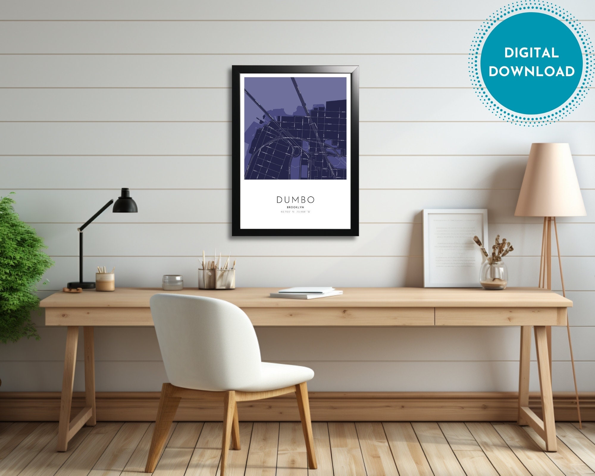 DUMBO Map Poster, Brooklyn Map Printable, Map With Street Labels, Neighborhood, Geographic Wall ...