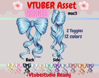 Opgetuigde Vtuber-haarstrikextensions: 12 kleuren (Live2D Asset, png-bestand, moc3, cmo3) kawaii