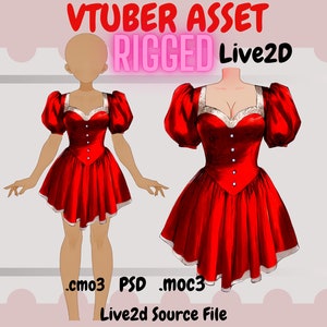 Vtuber Asset - Rigged vtuber outfit| Live2d Rig| Clothing Asset| kawaii outfit |  vtuber dress, Live2dAsset psd, moc3, cmo3