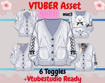 Gebreid gebreid vest Vtuber Asset: Cozy Snow Bear (moc3 + png) Kawaii