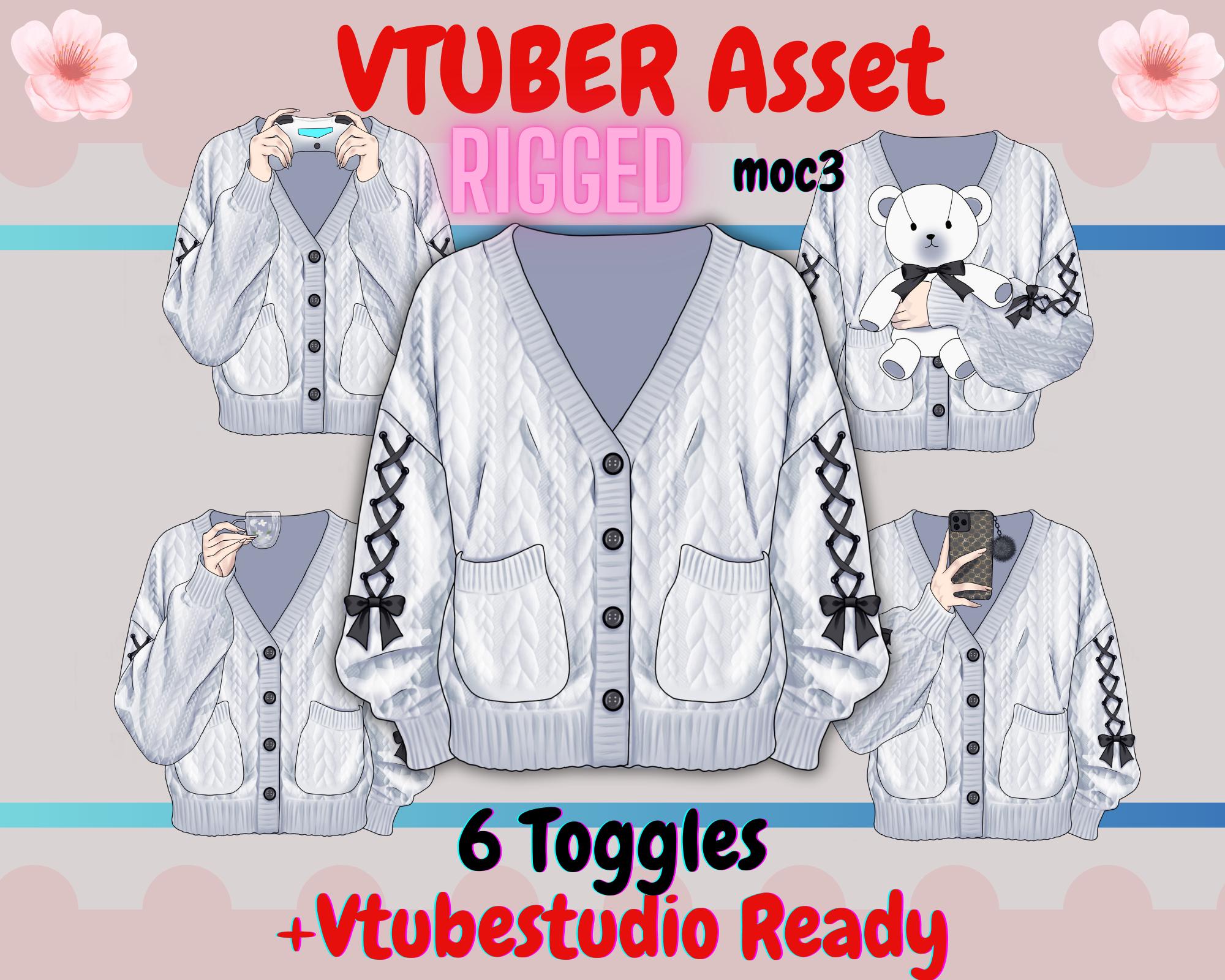 Rigged Knitted Cardigan Vtuber Asset Cozy Snow Bear moc3 PNG rigged-knitted-cardigan-vtuber-asset-cozy-snow-bear-moc3-png
