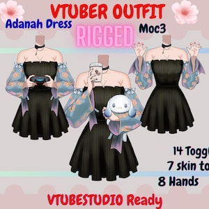 Traje de Vtuber manipulado: Vestido Adanah, 14 palancas (archivo moc3 de Vtuberstudio) Toma de la mano imagen 2