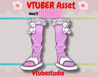 Opgetuigde teddybeerpantoffels: Kawaii Vtuber-outfit Asset moc3 (png-bestand, klaar voor VTube Studio)
