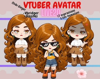 Kawaii Chibi Goth Vtuber Gesichtsmaske: Live2D Model (Instant Download).