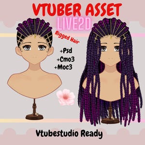 Rigged vtuber Box Braids| live2d asset| Transparent Background PNG File, Vtuber hair,  Vtuber png asset, Psd, moc3, cmo3 ,