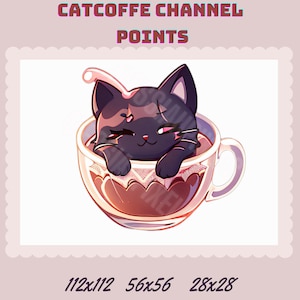 Cat Cafe-kattenkoffie Kanaalpunten voor Twitch | Leuke twitch-emoties | Streamconfiguratie | Kawaii | Streamerafbeeldingen | Leuke kanaalpunten inwisselen