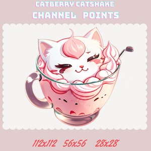 Cat Cafe, Catberry  Channel Points for Twitch | Cute Twitch Emotes | Stream Setup | Kawaii | Streamer Graphics | Cute Channel Points Redeem