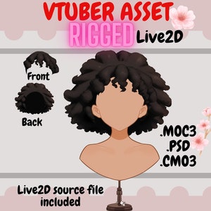 Rigged Vtuber Asset -  Afro Hair| live2d asset| Transparent Background PNG File,  Vtuber png asset, Kawaii , Psd, moc3, cmo3, pngtuber
