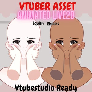 Animated Vtuber Hand Asset: Squish Cheeks - Live2D Twitch Accessory.
