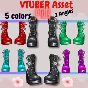 Bottines gothiques Vtuber Asset : Chaussures PNG 5 couleurs (fond transparent) Kawaii