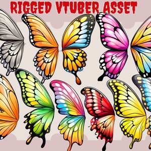 Vtuber Asset - customizable Butterfly Wings| Rigged vtuber asset Butterfly wings- Animated Vtuber assets butterfly wings| live2d asset|