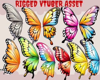 Asas de borboleta personalizáveis Vtuber Asset: Rig Live2D animado.