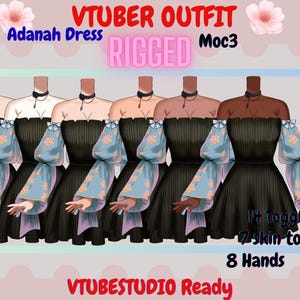 Traje de Vtuber manipulado: Vestido Adanah, 14 palancas (archivo moc3 de Vtuberstudio) Toma de la mano imagen 6
