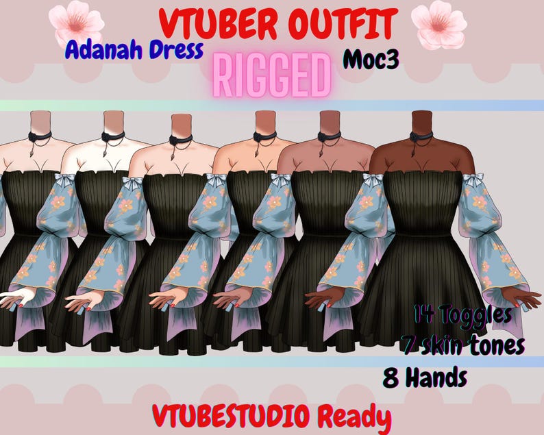 Traje de Vtuber manipulado: Vestido Adanah, 14 palancas (archivo moc3 de Vtuberstudio) Toma de la mano imagen 6