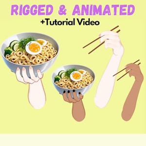 Rigged Vtuber Asset hands holding noodles - | vtuber hand asset  | vtuber asset hands|  VTuber hands| Vtuber accessory