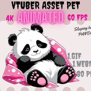 Mascota animada de Vtuber: Panda bebé/Mascota de Vtuber Asset/Panda chibi/Decoración de transmisión/Mascota de streamer/Descarga instantánea/Accesorio de VTuber
