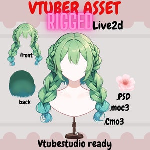 Kawaii Vtuber Asset - Rigged vtuber Braids| live2d asset| Transparent Background PNG File, Vtuber hair,  Vtuber png asset, Psd, moc3, cmo3