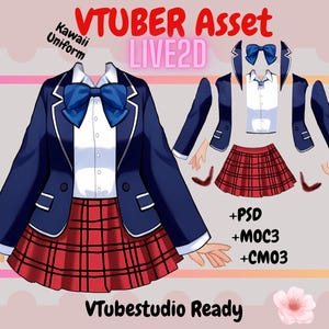 Kawaii Uniform - Rigged vtuber outfit| Live2d Rig| Clothing Asset| Vtuber clothing | vtuber dress, Live2dAsset psd, moc3, cmo3| Vtuber asset
