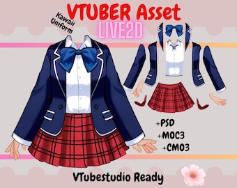 Rigged Kawaii Uniform: Live2D Vtuber Outfit (PSD, MOC3, CMO3).