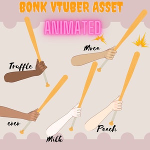 Bat Bonk Gif-Twitch Redeem| Animated- Vtuber Asset hands | vtuber hand asset | Twitch Asset |Twitch redeem, VTuber hands| Vtuber accessory