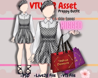 Rigged Preppy VTuber Outfit: Live2D Asset (PSD, cmo3, moc3).