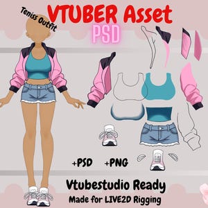 Vtuber Asset PSD - vtuber outfit| Clothing Asset| Vtuber clothing |  Transparent Background PNG File- dress, Jacket, skirt. Vtuber png asset