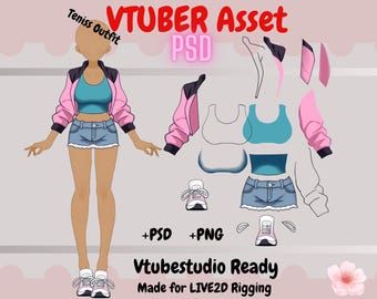 Vtuber Outfit Asset Adopt: jas, rok, schoenen - PSD en png