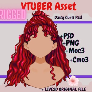 Rigged Vtuber Asset - vtuber Hair |Daisy Curls | live2d asset| Live2d Files, PNG File, Vtuber png asset, Kawaii , Psd, moc3, cmo3