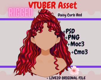 Rigged Vtuber Hair Asset: madeliefjekrullen - Live2D-, moc3-, PSD- en png-bestanden