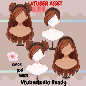 Vtuber Asset - Rigged vtuber Hair| live2d asset| Transparent Background PNG File, Vtuber  Vtuber png asset, Kawaii , Psd, moc3, cmo3, manga