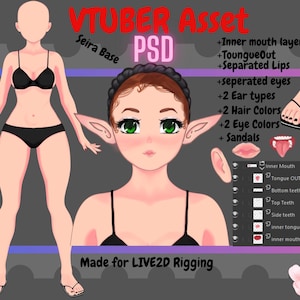 Vtuber Body Base |PSD|- Female Anime Base | Original Character OC Concept Base Adopt | Unrigged | vtuber Asset, Customizable Doll, photoshop