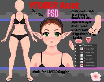 Vrouwelijke anime Vtuber Body Base: aanpasbaar OC Concept (PSD) Klaar voor gebruik