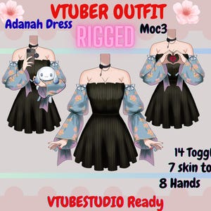 Traje de Vtuber manipulado: Vestido Adanah, 14 palancas (archivo moc3 de Vtuberstudio) Toma de la mano imagen 3