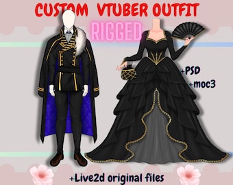 Aangepaste Vtuber-outfit: Live2D-installatie voor het hele lichaam, Clothing Asset (PSD, moc3, cmo3)