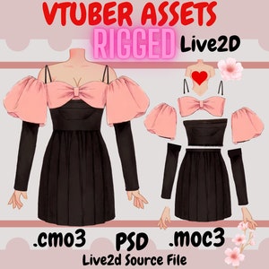 Vtuber Asset - Rigged vtuber outfit| Live2d Rig| Clothing Asset| Vtuber clothing | vtuber dress, Live2dAsset,Kawaii dress , psd, moc3, cmo3.