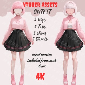 Vtuber Asset - 2 vtuber outfit| Clothing Asset| Vtuber clothing |  Transparent Background PNG File- dress, Vtuber skirt. Vtuber png asset