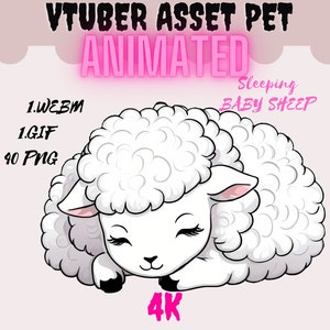 Entzückendes VTuber Haustier - Chibi Schaf zur sofortigen Dekoration | Luftschlangen Haustier| Sofortdownload| VTuber Zubehör | Animiertes Vtuber Haustier