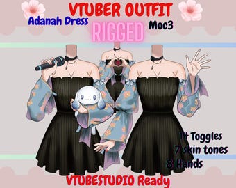 Getuigde Vtuber-outfit: Adanah-jurk, 14 knevels (Vtuberstudio moc3-bestand)