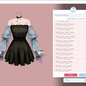 Traje de Vtuber manipulado: Vestido Adanah, 14 palancas (archivo moc3 de Vtuberstudio) Toma de la mano imagen 8