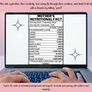 Mutter's Nährwert Etikette svg,PNG JPEG,Muttersvg,Label Fact Jpeg,Ernährungspng,liebend,Mama svg,verrückt,Frauen,Muttertag,Geschenke für Mama