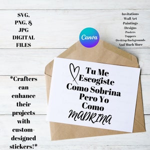 Tu Me Escogiste Madrina Svg,Madrina Svg Jpg Png,Tu Me Escogiste Svg Png Jpg,Madrina Godmother Shirt,Godmother Svg Gift,Madrina Gift Ideas