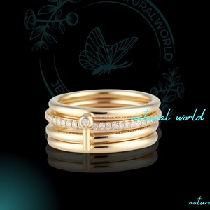 Diamond Multi Link Connected Ring, Chunky Link Band Ring, Jointly Connector Ring, Silver Connector Ring, Interlocking Link Ring