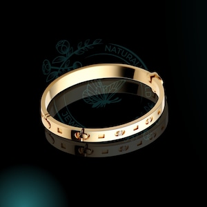 Bracelet jonc diamants en or 14 carats, bracelet jonc en or pour femme, bracelet jonc avec charnière en or, bracelet jonc ovale avec charnière, bracelet jonc pour femme