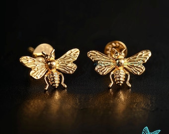 Orecchini A Forma Di Ape Con Zirconi, Placcati Oro Giallo 14k, Per Donne E Ragazze – Regalo Ideale - 5