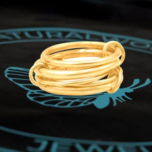 14K Gold Multi Connected Ring, Interlocking Connector Ring, Jointly MultiLink Ring, Interlocking Trinity Link Ring, Connector Link Band Ring