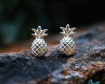 14K Gold Pineapple Studs Earrings, Pineapple Stud Earrings, Fruit Earrings Jewelry, Gold Pineapple Studs, Dainty Pineapple Studs