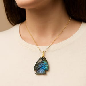14K Gold Gemstone Fish Pendant, Designer Gemstone Fish Pendant, Carving Fish Pendant, Malachite Fish Pendant, Turquoise Fish Pendant