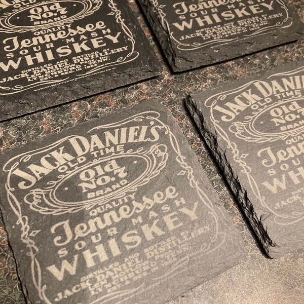 Whiskey /Bourbon natural slate drinks/bar/gift coasters set of 4