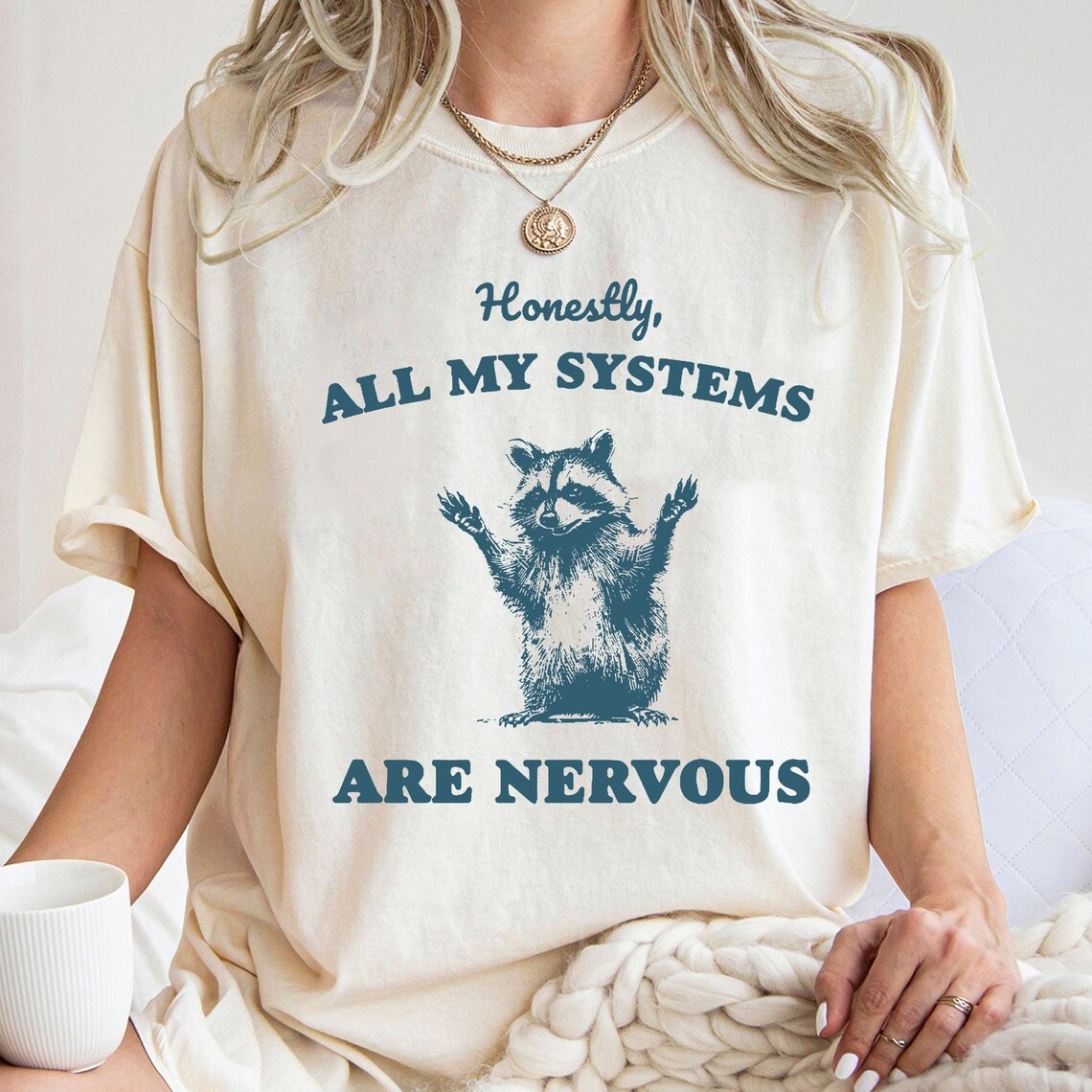 Honestly, All My Systems Are Nervous Raccoon Hoodie main image 1